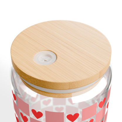 Heart Checkerboard Glass Tumbler