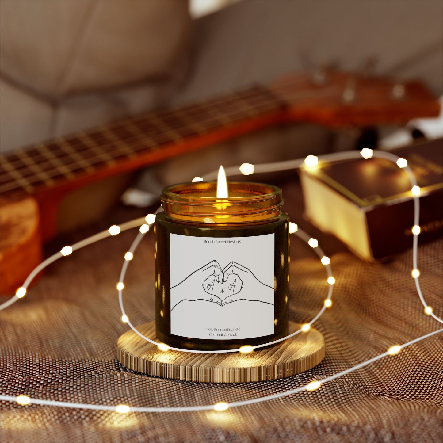 Hand Heart Initials Candle