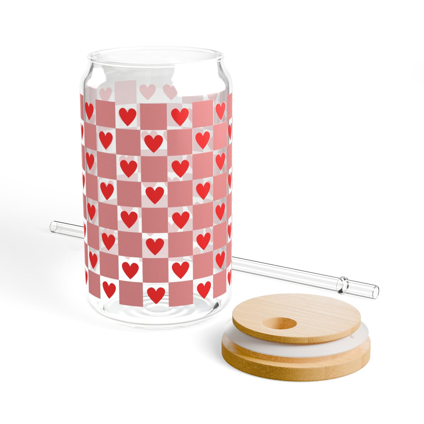 Heart Checkerboard Glass Tumbler