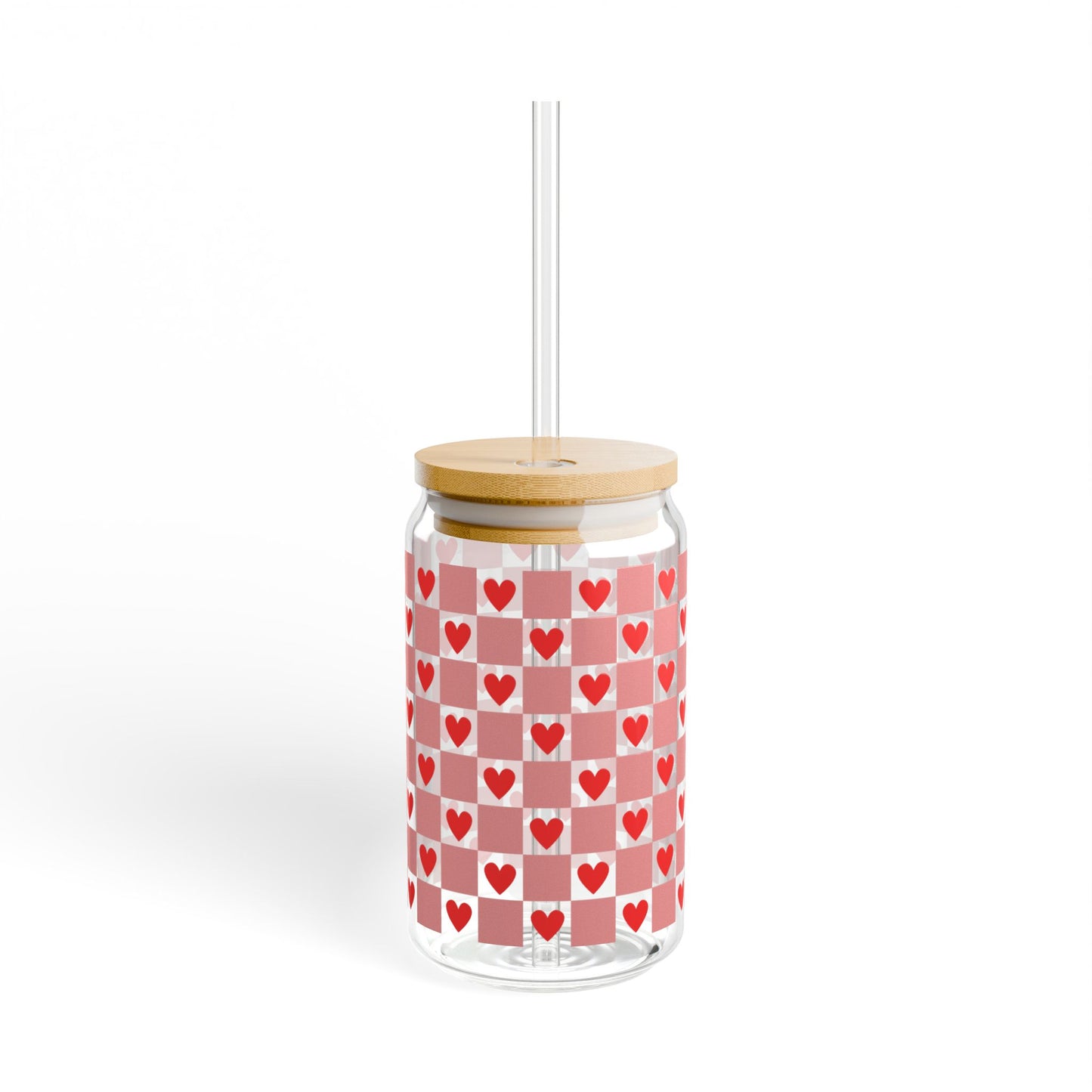 Heart Checkerboard Glass Tumbler