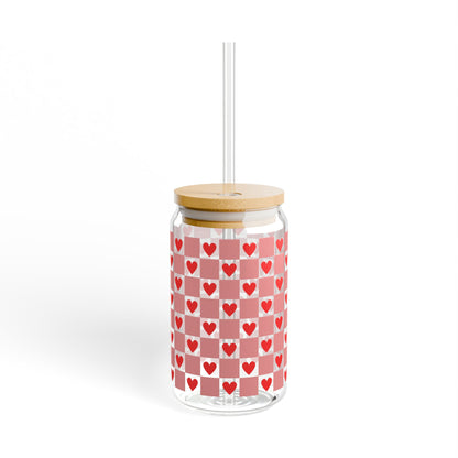 Heart Checkerboard Glass Tumbler